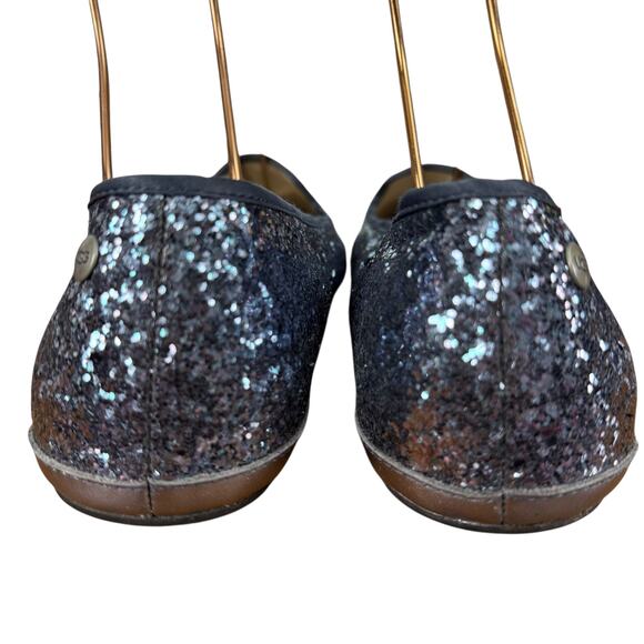 Ugg Alloway Ice Blue Glitter Sherpa Wool Lined Slip On Flats Shoes Womens sz 12 - Picture 11 of 16